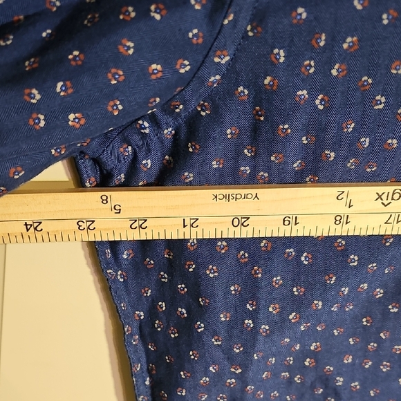 Van Heusen-Men's Nevertuck Blue Patterned Button Down Shirt Size XL - Picture 5 of 6